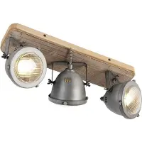 QAZQA Industriële spot staal met hout kantelbaar 3-lichts - Emado