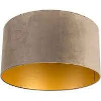 QAZQA Fluwelen lampenkap taupe 50/50/25 met gouden binnenkant