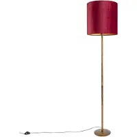 QAZQA Vintage vloerlamp goud met rode kap 40 cm - Simplo