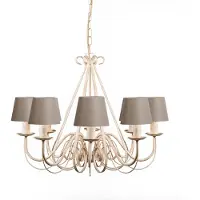 QAZQA Kroonluchter crème 60 cm met taupe klemkappen - Giuseppe