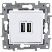 Legrand NILOÉ dubbele inbouw USB lader - wit