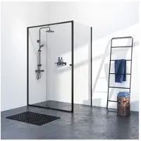 Sealskin - Douchedeur + Zijwand Contour 140 X 200cm - Zwart Profiel - 6 Mm Helder Glas