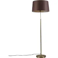QAZQA Vloerlamp goud/messing met kap bruin 45 cm verstelbaar - Parte