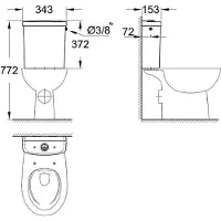 GROHE Bau Duoblokreservoir met zijaansluiting 34,3x15,3x37,7 cm Keramiek Wit