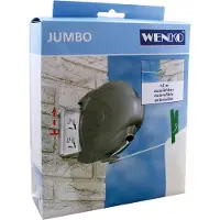 Wenko Waslijn Jumbo 15 meter - Drooglijn - Roldrooglijn uittrekbaar - Waslijndraad automatisch oprolbaar