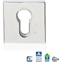 GPF bouwbeslag RVS gepolijst veiligheidsbuitenrozet vierkant 54 mm SKG*** - GPF9386.49