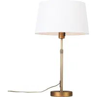 QAZQA Tafellamp brons met kap wit 35 cm verstelbaar - Parte