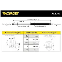 Monroe Gasdrukveer, kofferruimte ML6202 Monroe voor o.a. FORD