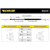 Monroe Gasdrukveer, kofferruimte ML6197 Monroe voor o.a. CITROEN