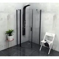 Polysan Zoom Black Kwartronde douchecabine 90x90cm, helder glas, links
