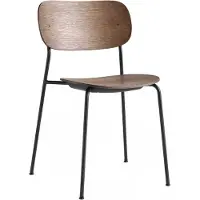 Audo Copenhagen Co Dining Chair Black steel Veneer Without Arms | Black | Dark Stained Oak