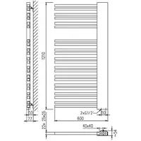 Boss & Wessing Designradiator bws franto sinistro 121x60 cm 690 watt buis links zandsteen