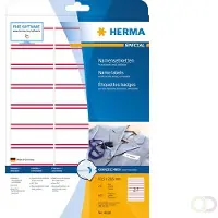Herma 4418 Naametiketten, verwijderbaar, A4, 63,5 x 29,6 mm, wit/roode strepen, van acetaatzijde, te bedrukken