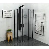 Polysan Zoom Black Vierkante douchecabine 90x90cm, helder glas