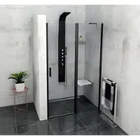 Sapho Douchedeur zoom line black draaideur 110x200 cm 6 mm gecoat glas mat zwart
