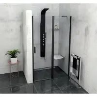 Polysan Zoom Black Douchedeur 120cm, helder glas