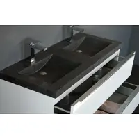 Lambini Designs Novara wastafel natuursteen 120cm dubbel met 2 kraangaten