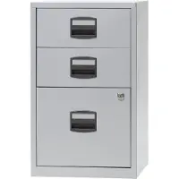 Bisley Home Staal Kast 3 Lades Afsluitbaar 413 x 400 x 672 mm Lichtgrijs