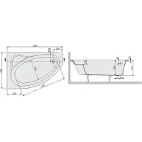 Sanplast Ekoplus hoekbad 140x90cm wit links inclusief potenset