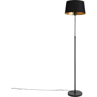 QAZQA Vloerlamp zwart met zwarte kap 35 cm verstelbaar - Parte