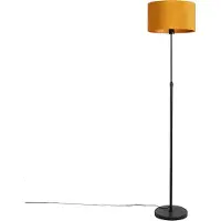 QAZQA Vloerlamp zwart met velours kap okergele met goud 35 cm - Parte