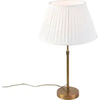 QAZQA Bronze tafellamp met plisse kap wit 35cm - Parte