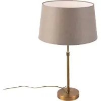 QAZQA Bronze tafellamp met linnen kap taupe 35cm - Parte