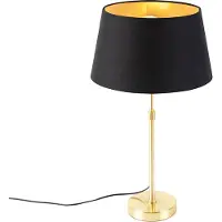 QAZQA Tafellamp goud/messing met kap zwart met goud 32 cm - Parte