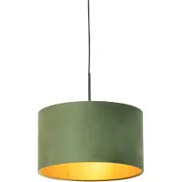 QAZQA Hanglamp met velours kap groen met goud 35 cm - Combi
