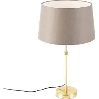 QAZQA Tafellamp goud/messing met linnen kap taupe 35 cm - Parte
