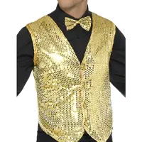 Smiffys - Sequin Waistcoat Costume - S - Goudkleurig