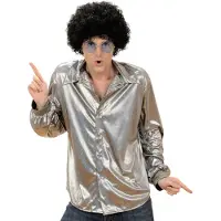 Widmann Zilverkleurige disco blouse voor mannen
