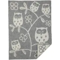 Klippan Yllefabrik Tree Owl Wool Blanket Light /White - Plaids & dekens Wol Grey - 242201