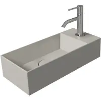 Salenzi Fontein Spy 45x20 cm Mat Grijs Kraangat Rechts (inclusief bijpassende waste)