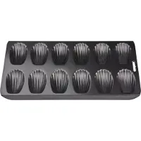 Patisse plaque a madeleine antiadhésif en acier revetu - 12 cavités - 40x19 cm - noir