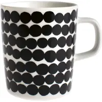 Marimekko Oiva/siirtolapuutarha Mok 25 Cl Zwart / Wit - Koffiekopjes Steengoed Black - 51499983