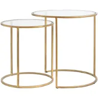 Light & Living Bijzettafel DUARTE - glas-goud - set van 2