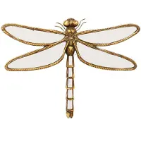 Kare Libelle Spiegel wandobject, polyresin, glas, goud Dragonfly Mirror, messing / goud, Woon-/ Eetkamer, Kunststof, Design