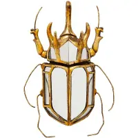 Kare wandobject Kever Spiegel, polyresin, glas, goud Beetle Mirror, messing / goud, Woon-/ Eetkamer, Kunststof, Design