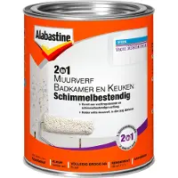 Alabastine 2In1 Muurverf Badkamer En Keuken Schimmelbestendig - Wit - 1L