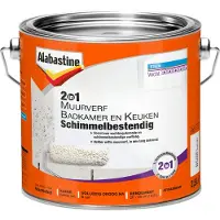 Alabastine muurverf badkamer & keuken 2in1 wit mat 2,5 liter
