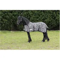 Waldhausen Vliegendeken - Zebra - Paardendeken - 195 cm - Zwart / Wit - 145 cm