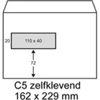 Raadhuis dienstenvelop - 162x229mm - C5 - venster links - met plakstrip - wit - 500 stuks