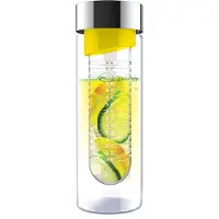 Asobu Flavour It drinkbeker - glas - incl fruitinfuse - 480 ml - zilver/geel