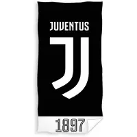 Carbotex strandhanddoek Juventus 70 x 140 cm katoen zwart/wit