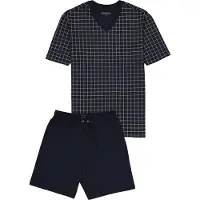 Schiesser Pyjama kort donkerblauw / grijs