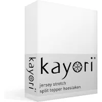 Kayori Split Topper Hoeslaken Shizu Wit (Jersey)-Lits-Jumeaux XL (180 x 200/210/220 cm)