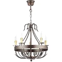 Luminex Kroonluchter Loara, dimbaar, brons / oud-messing, Woon-/ Eetkamer, metaal, Landelijk, kroonluchter