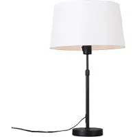 QAZQA Tafellamp zwart met kap wit 35 cm verstelbaar - Parte