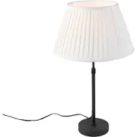 QAZQA Tafellamp zwart met plisse kap crème 35 cm verstelbaar - Parte